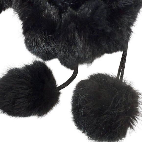 Fur Pompom Scarf Black 6x64" Evening Accessory Party Prom - Picture 6 of 6